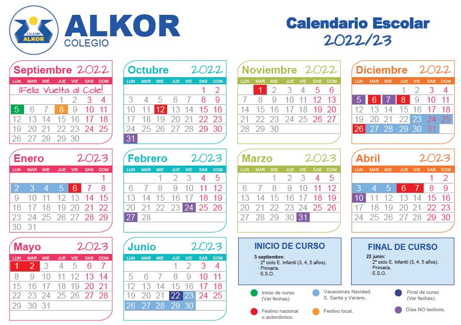 Calendario escolar 2022-23